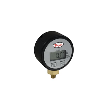 Dwyer Instruments Brass digital pressure gage, range 0 to 150 psig, 10.342 Bar, 1.034 mPa and 10.545 kg/cm2. BDG-01
